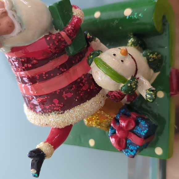 Macy's Santa and Snowman Pottery Christmas Stocking Hanger - Picture 4 of 7